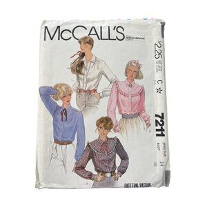 80s McCalls 7211 Sewing Pattern Blouses Size 14 Balloon Sleeve Ruffle 1980 UNCUT